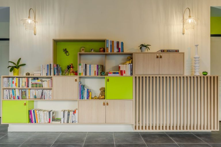 architecture d'intérieur-maîtrise d'oeuvre - aménagement d'un salon - agencements menuisés sur mesure - lyon1