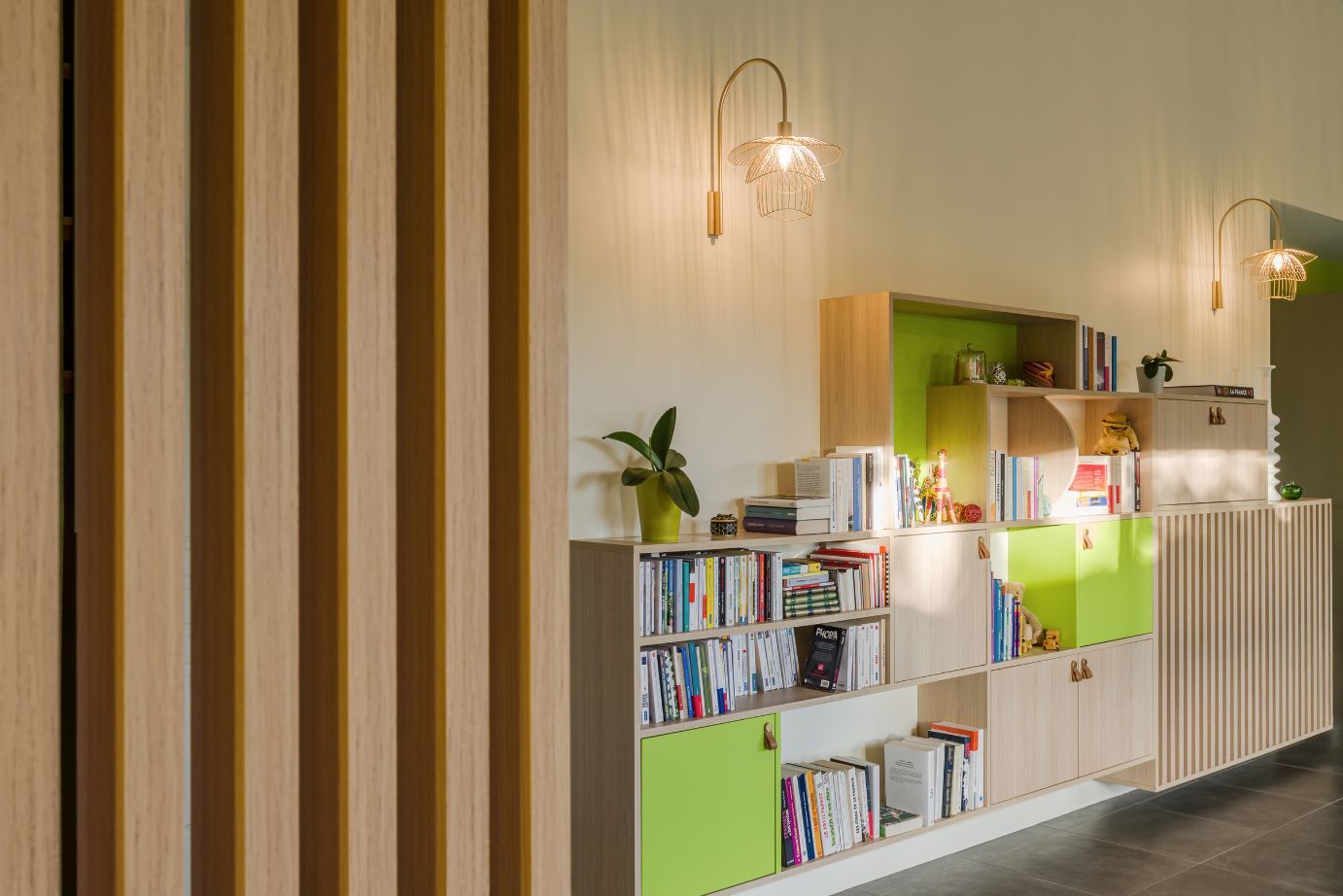 architecture d'intérieur-maîtrise d'oeuvre - aménagement d'un salon - agencements menuisés sur mesure - lyon5