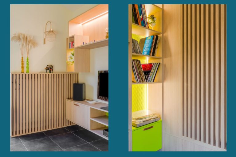 architecture d'intérieur-maîtrise d'oeuvre - aménagement d'un salon - agencements menuisés sur mesure - lyon7